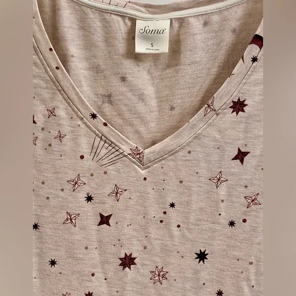 SOMA Women's Sunday Shooting Star Small LS Pajama Set Loungewear Celestial PJ - Picture 5 of 13